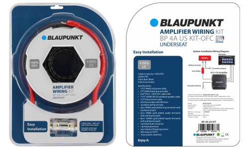 Blaupunkt BP-4A-US-KIT Underseat Amplifier Wiring Kit (OFC)